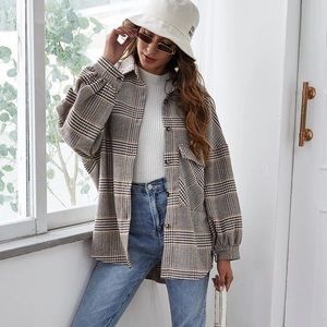 SHEIN Plaid Pocket Jacket Size